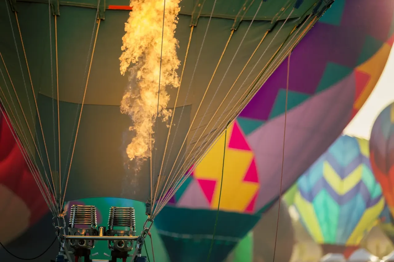 Hot air balloons are being inflated