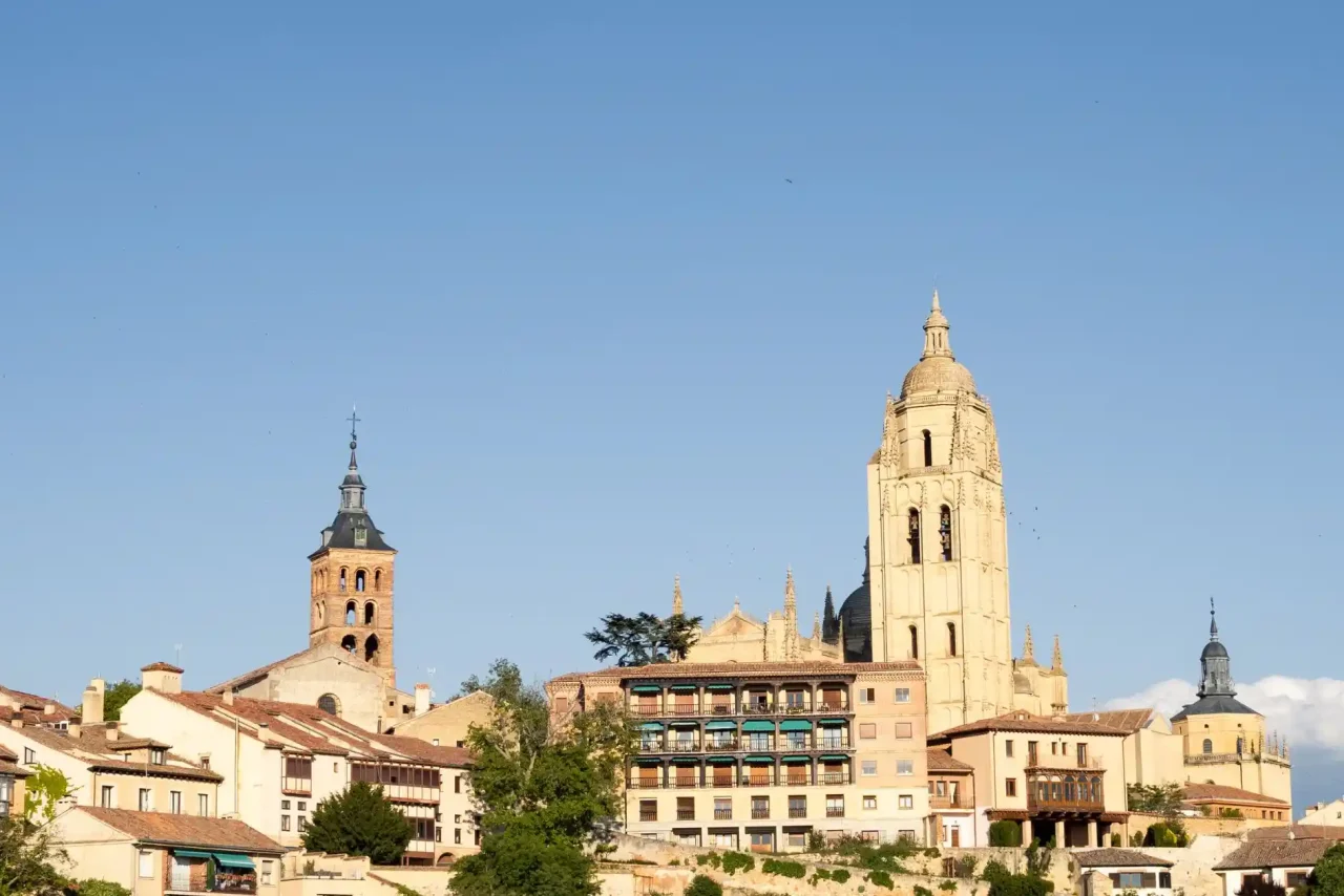 Panoramic view of historic buildings in Segovia